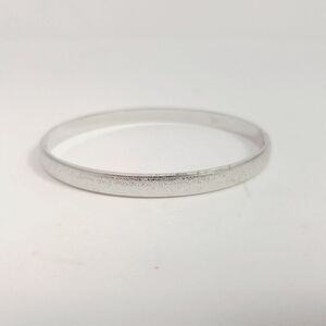 Vintage Crown Trifair Silver Tone Bangle Bracelet, Skinny Stacking, Retro Estate